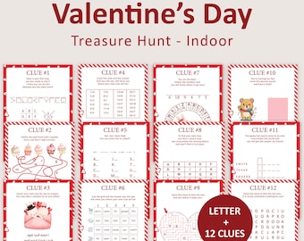 Valentine's Day Scavenger Hunt for Older Kids Valentine Gift Scavenger Hunt For Teens Indoor Hunt Clues Treasure Hunt Escape Room PRINTABLE