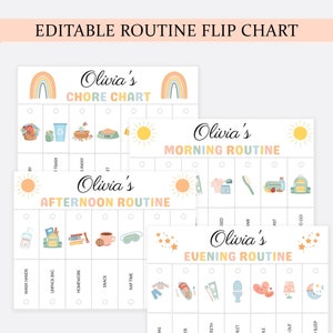 Tableau des routines Tableau des routines des tout-petits Matin soir Horaire visuel Heure du coucher Enfants Cartes des routines quotidiennes Tableau des tâches ménagères Liste de contrôle MODIFIABLE