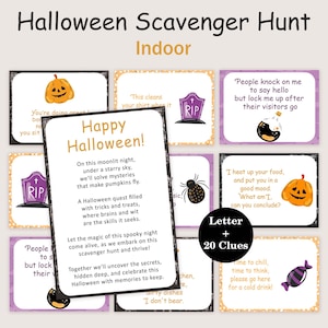 Halloween Scavenger Hunt For Kids Indoor Halloween Treasure Hunt Clues Pumpkin Riddle Game Older Kids Tween Teen Preteens Digital PRINTABLE