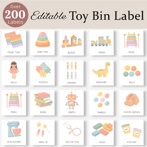 Toy Bin Labels Playroom Label Toy Storage Box Trofast Organization Kids Picture Daycare Visual Stickers Pre-k Classroom Homeschool EDITABLE