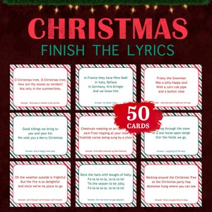 Christmas Carol Finish The Lyric Game Christmas Games Holiday Finish The Phrase Song Game Xmas Adult Party Family Friend Activity PRINTABLE