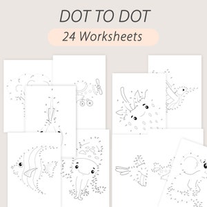 Dot to Dot Worksheet Connect The Dots Book Pages Kids Dot-to-dot Coloring Pages Preschool Activity Book Homeschool Busy Book PRINTABLE