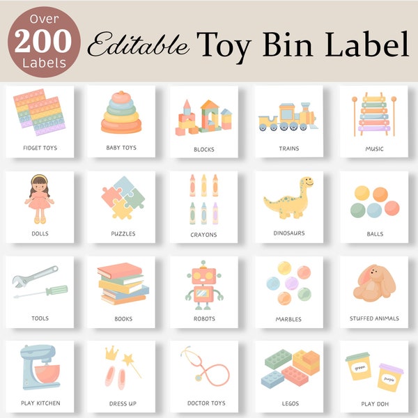 Toy Bin Labels Playroom Label Toy Storage Box Trofast Organization Kids Picture Daycare Visual Stickers Pre-k Classroom Homeschool EDITABLE