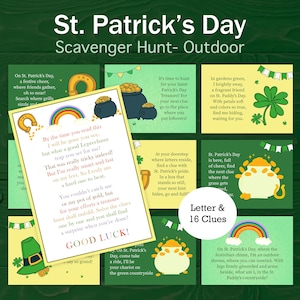 St Patricks Day Treasure Hunt Outdoor Leprechaun Scavenger Hunt for
