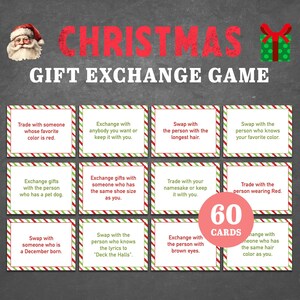 Christmas Gift Exchange Game Christmas Party Games White Elephant Gift Exchange Cards Holiday Friends Gift Swap Grab Office Family PRINTABLE
