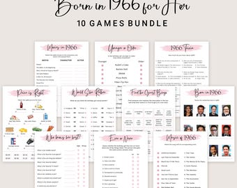 Giochi per il 60° compleanno delle donne, giochi per la festa del 60° compleanno per lei, gioco nato nel 1966, quiz a quiz del 1966, pacchetto di attività digitali istantanee stampabili