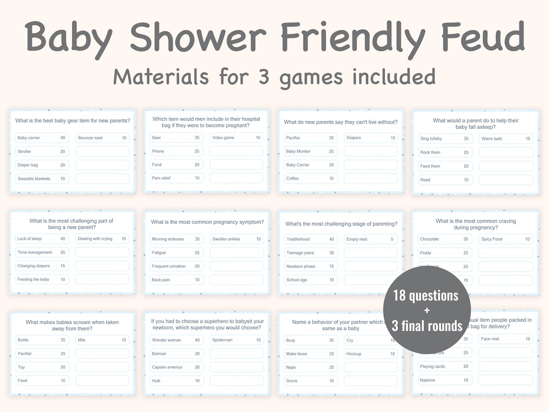 Baby Shower Friendly Feud Quiz Game - Boho Rainbow Version, Includes Question Cards, Rapid Fire Rounds, Fun Group Activity For Moms-to-Be - View #6