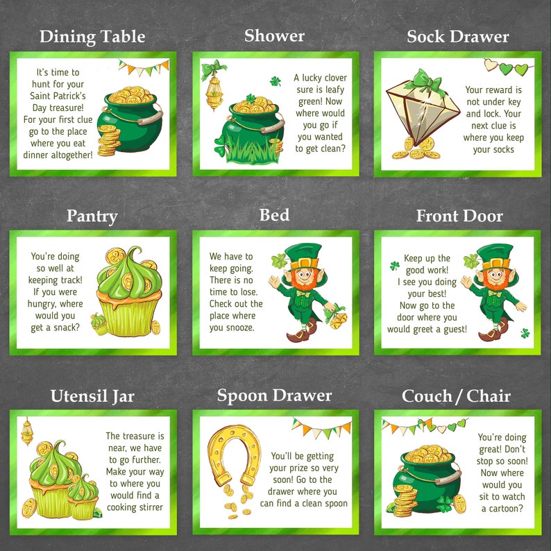 Leprechaun Treasure Hunt for Kids St Patricks Day Scavenger Hunt Indoor ...