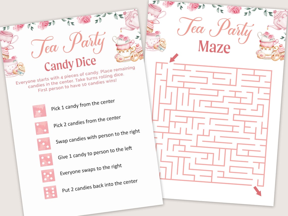 Tea Party Games for Girls Tea Party Birthday Games Kids Tea - Etsy