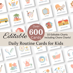 Daily Routine Cards Toddler Routine Chart Visual Schedule for Kids Daily Rhythm Chore Chart Checklist Preschool Montessori Activity EDITABLE