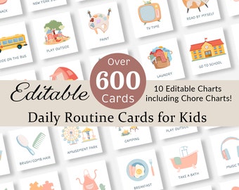 Daily Routine Cards Toddler Routine Chart Visual Schedule for Kids Daily Rhythm Chore Chart Checklist Preschool Montessori Activity EDITABLE