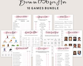 70th Birthday Games for Women 70th Birthday Party Games for Her Born in 1956 Game 1956 Trivia Quiz Activity Bundle Instant Digital PRINTABLE