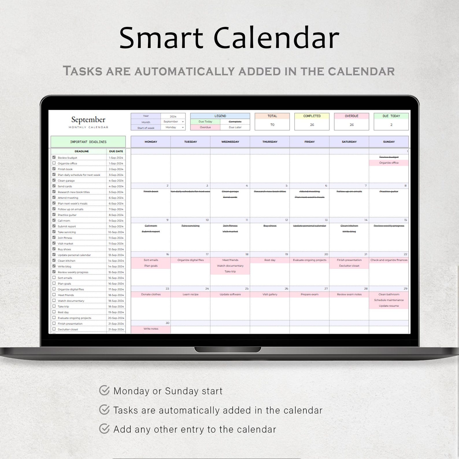 Priority Calander Eisenhower Matrix Task Priority Tracker to Do List Spreadsheet Task ...