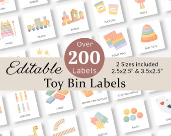 Toy Bin Labels Playroom Label Toy Storage Box Trofast Organization Kids Picture Daycare Visual Stickers Classroom Pre-k Homeschool EDITABLE