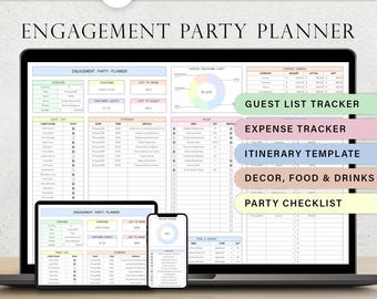 Engagement Party Planner Spreadsheet Engagement Planning Template Guest List Checklist Budget Tracker Itinerary Decor Food Google Sheets