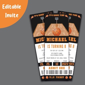 Basketball-Geburtstagseinladung Basketball-Einladung Sportticket-Einladung Jungen-Party einladen Teen Party-Thema EDITIERBAR Instant Digital B09