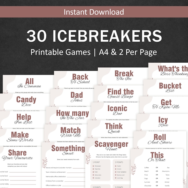 Icebreaker Games Ice Breaker Questions Office Party Game Work Party Starter Icebreaker Bingo Company Dinner Party Table Talk Adult PRINTABLE