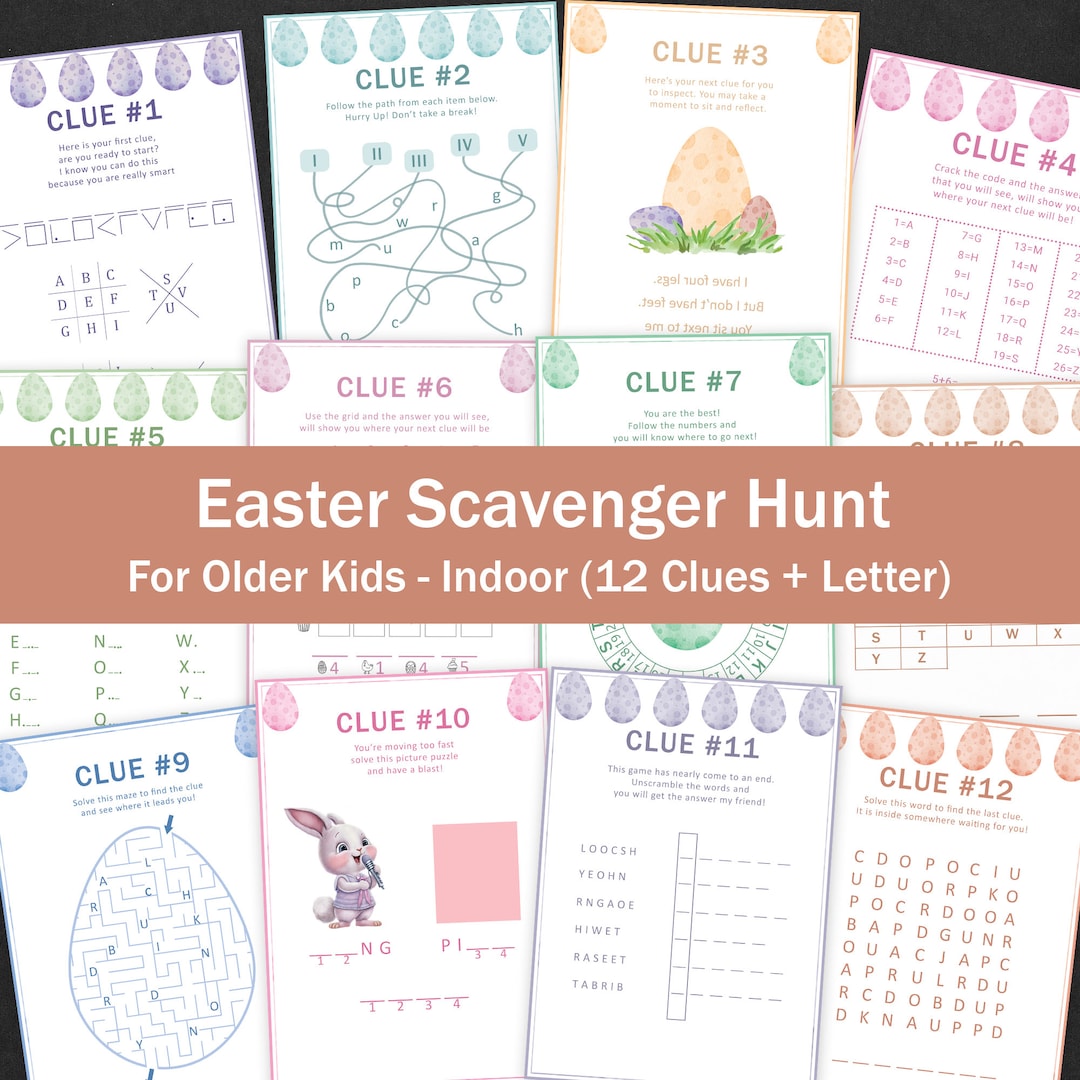 Easter Egg Hunt Easter Scavenger Hunt for Older Kids Easter Bunny Hunt