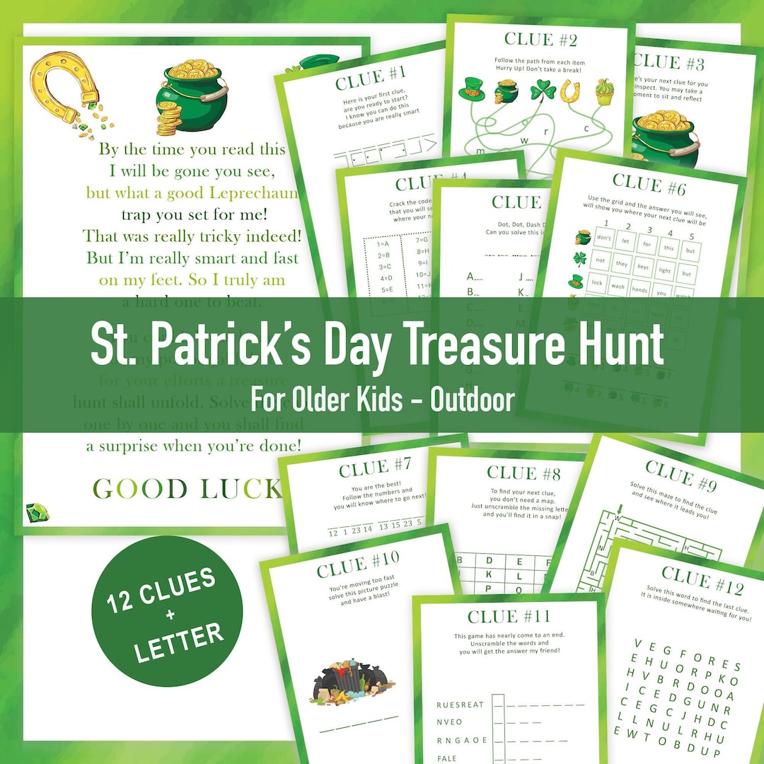Leprechaun Treasure Hunt for Kids St Patricks Day Scavenger Hunt ...