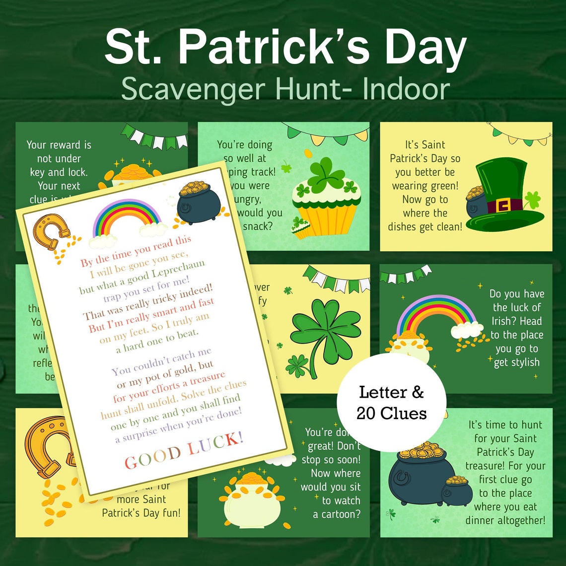 St Patricks Day Treasure Hunt for Older Kids Indoor Leprechaun ...