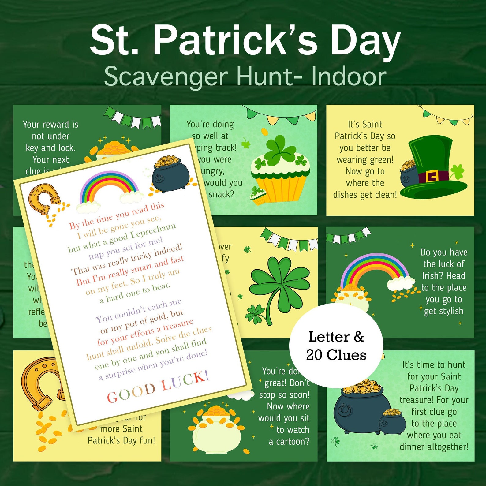 St Patricks Day Treasure Hunt for Older Kids Indoor Leprechaun ...