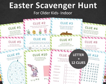 Easter Scavenger Hunt for Teens Easter Egg Hunt Clues Easter Bunny Treasure Hunt for Older Kids Indoor Easter Basket Escape Room PRINTABLE