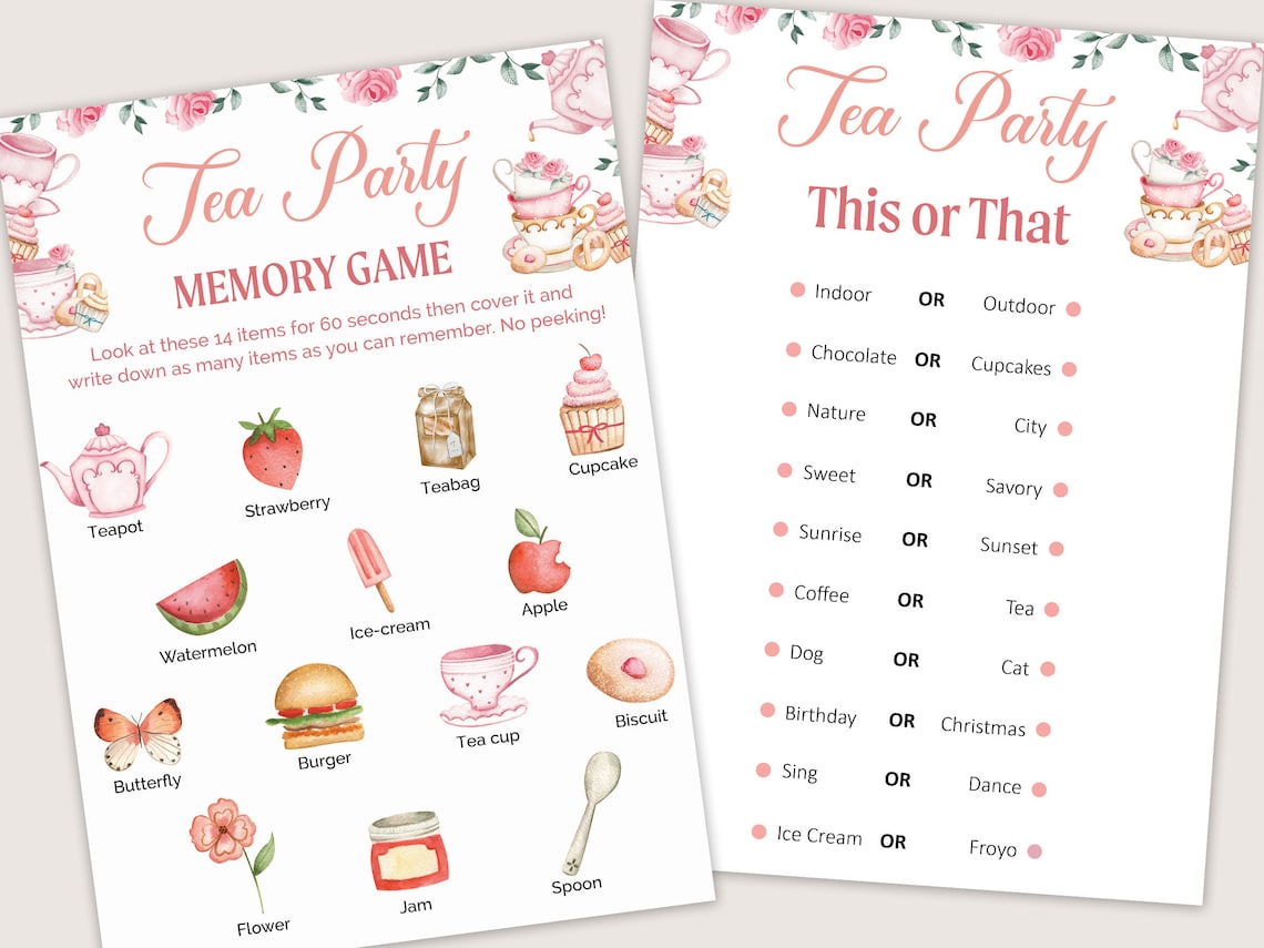 Tea Party Games for Girls Tea Party Birthday Games Kids Tea - Etsy