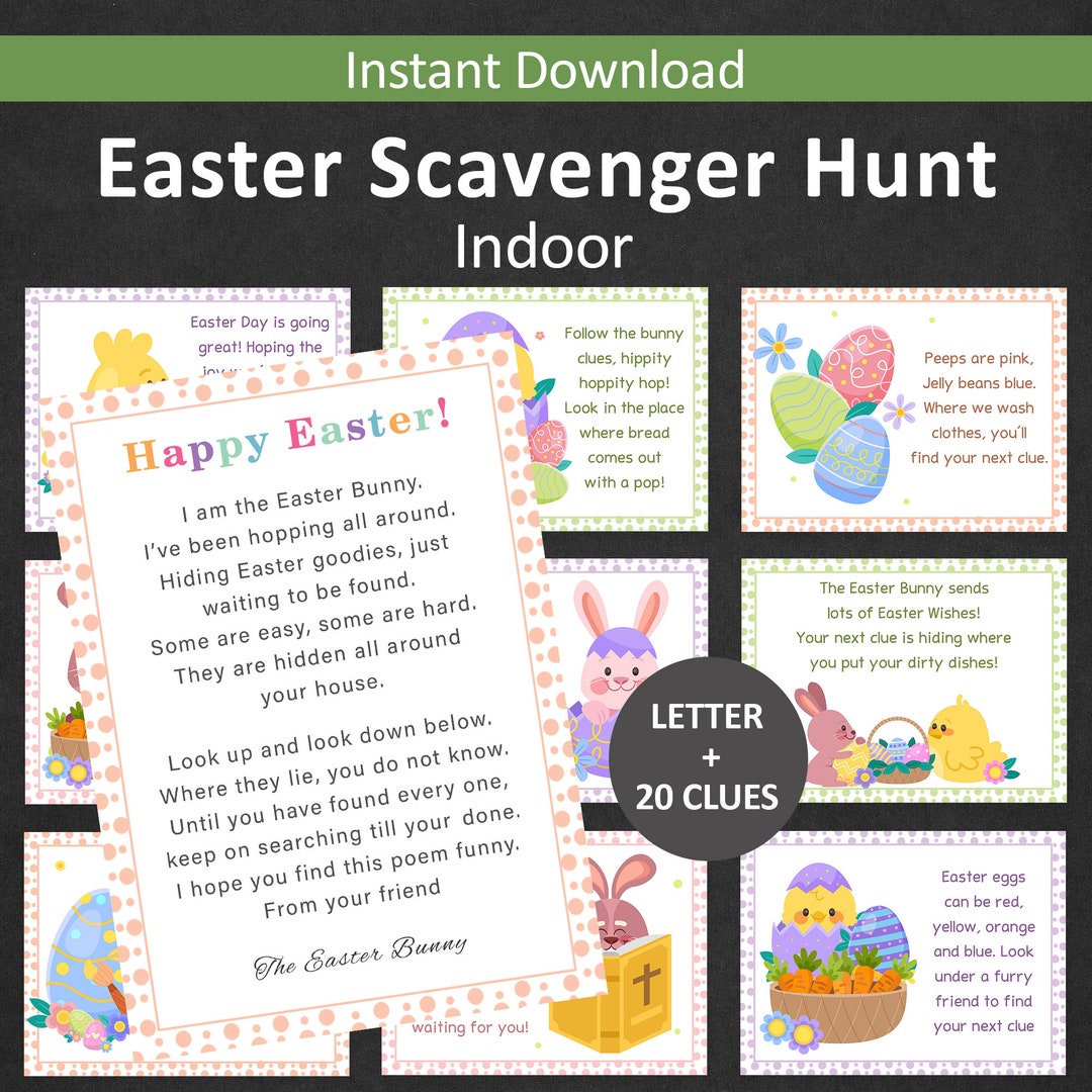 Easter Hunt Clues for Kids Easter Egg Hunt Easter Bunny Scavenger Hunt