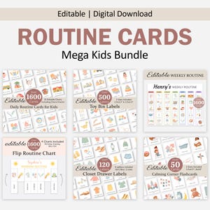 Kinder tägliche Routine Karten Haushaltstabelle Spielzeug Bin Etiketten Visuelle Ablaufplan Routine Flip Chart Wochenplaner Kommode Schublade Etiketten Kleinkind BEARBEITBAR