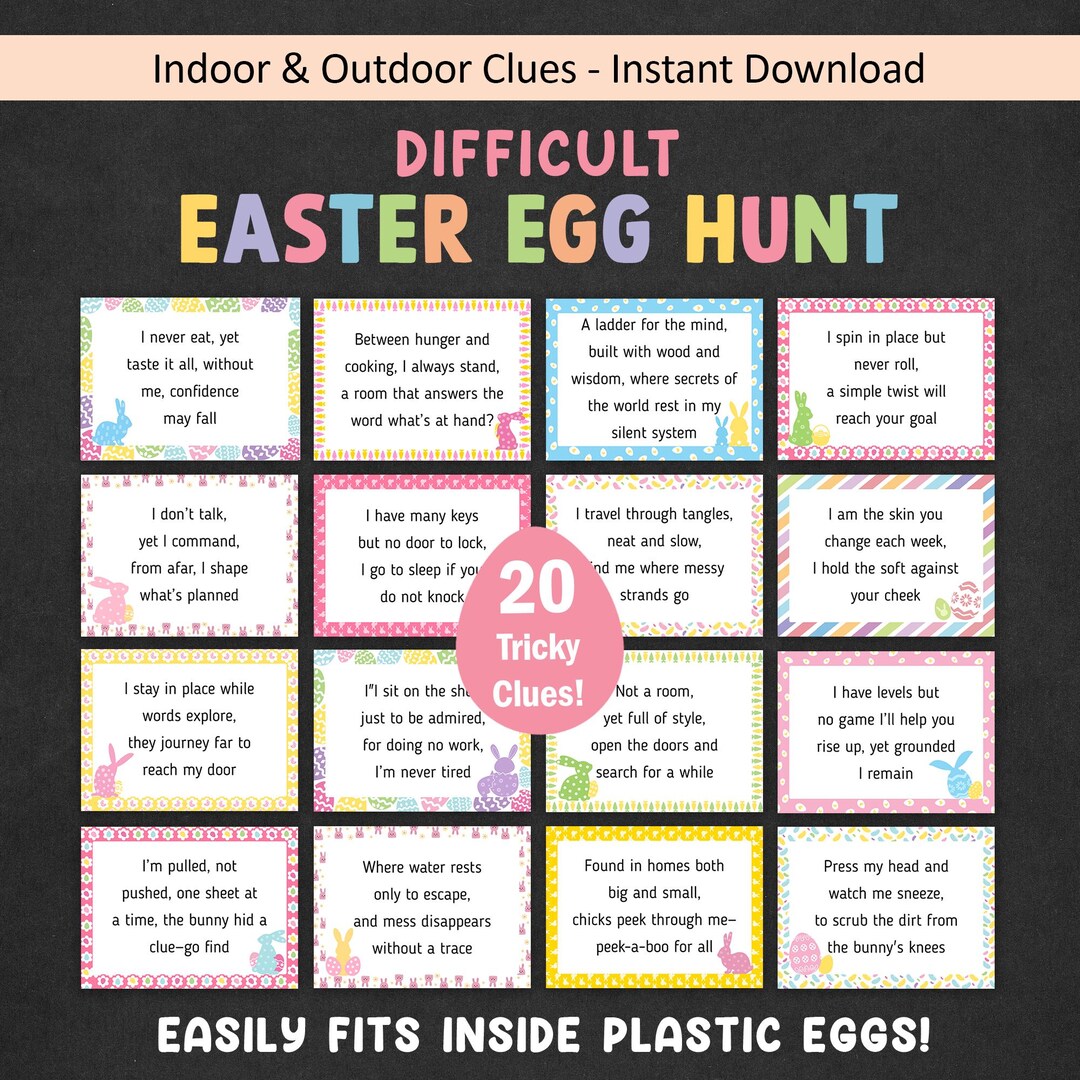 Difficult Easter Scavenger Hunt Clues Difficult Easter Egg Hunt ...