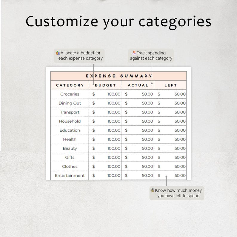Expense Tracker Spreadsheet Monthly Spending Log Budget Spreadsheet ...