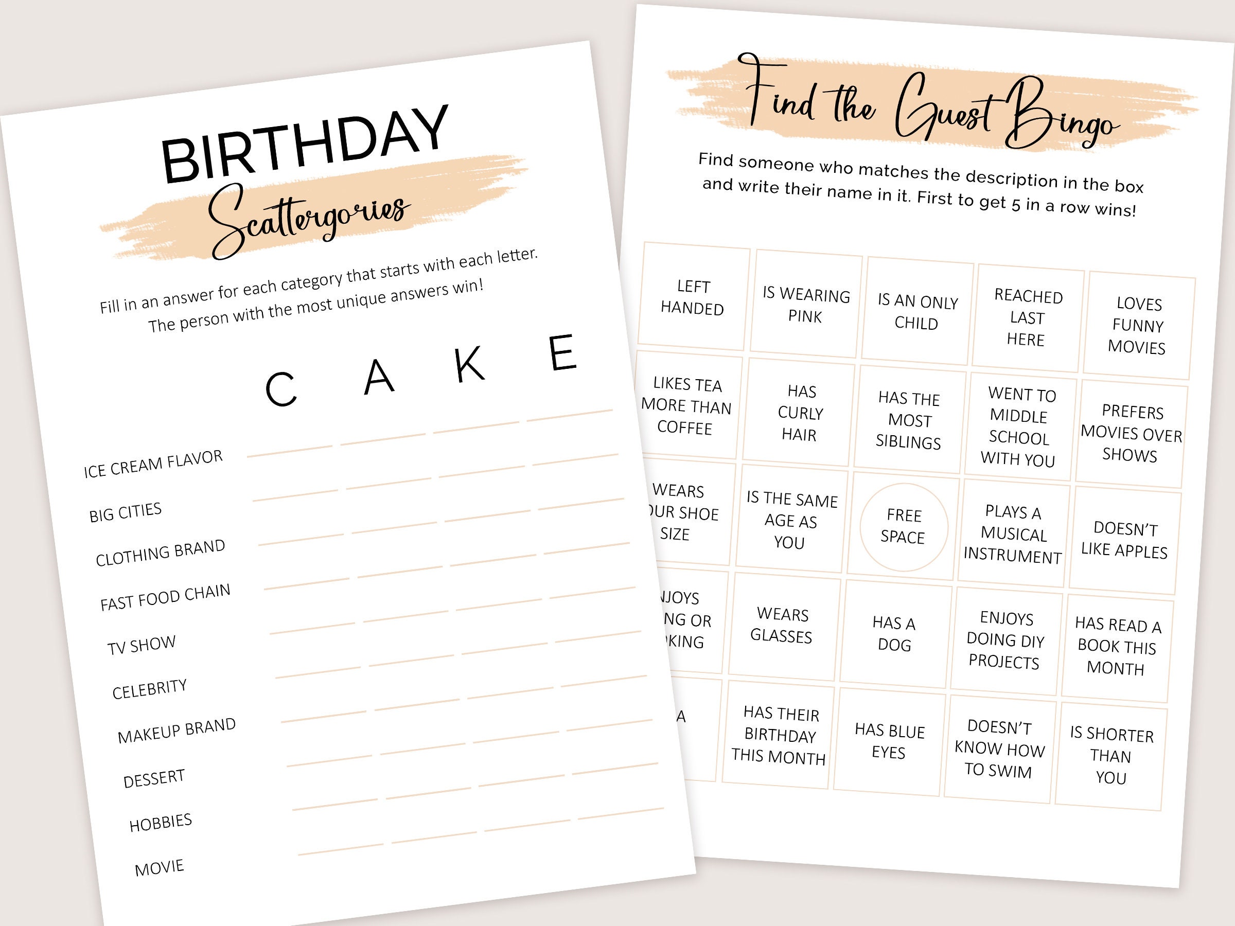 Birthday Games for Adult Birthday Party Games for Her Him Boy Etsy