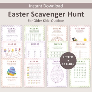 Easter Hunt Clues for Older Kids Easter Egg Hunt Scavenger Hunt Teens Easter Bunny Escape Room Easter Basket Treasure Hunt Outdoor PRINTABLE