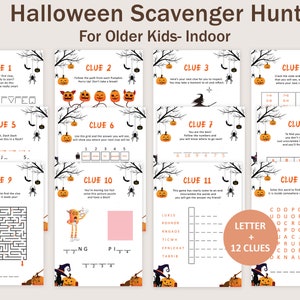 Halloween Scavenger Hunt For Older Kids Halloween Scavenger Hunt For Teens Indoor Treasure Hunt Clues Puzzle Game Tween PRINTABLE Digital
