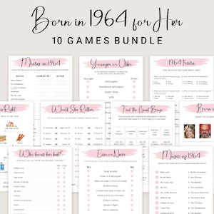 60th Birthday Games for Women 60th Birthday Party Games for Her Born in 1964 Game 1964 Trivia Quiz Activity Bundle Instant Digital PRINTABLE