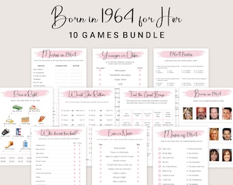 60th Birthday Games for Women 60th Birthday Party Games for Her Born in 1964 Game 1964 Trivia Quiz Activity Bundle Instant Digital PRINTABLE