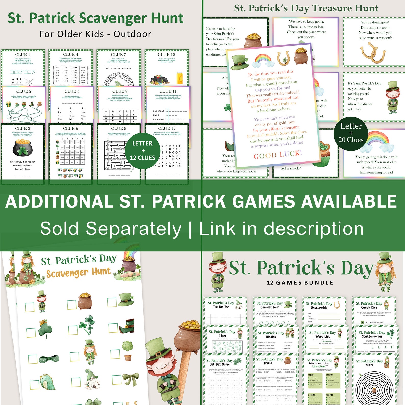 St Patricks Day Scavenger Hunt for Kids Leprechaun Outdoor Treasure ...