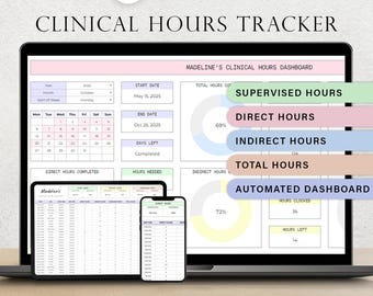 Clinical Hours Tracker Spreadsheet Supervision Log Social Workers Template Nursing School Licensure Therapy Time Tracking Google Sheet