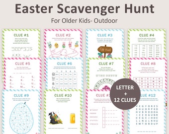 Easter Scavenger Hunt for Teens Easter Egg Hunt Clues Outdoor Easter Bunny Escape Room Easter Basket Treasure Hunt for Older Kids PRINTABLE