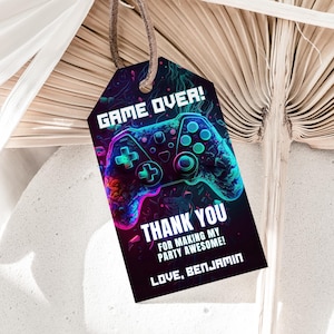 Videospiel Danke Tags Gamer Party Favor Tag Arcade Favor Tags Spiele Geschenk Label Level Up Geburtstag Tags Game On Loot Bag Tags EDITIERBAR V01