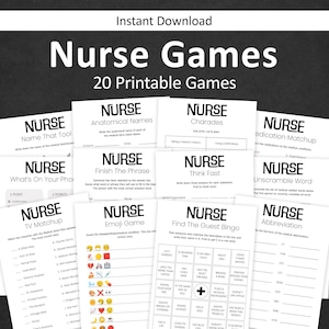 Nurse Games Nurse Week Games Nurse Graduation Nurse Retirement Party Nurse Grad Party Activity Hospital Nursing Pharmacy Medical PRINTABLE