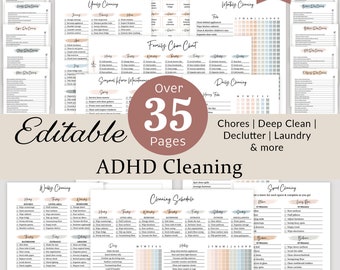 Reinigungsplan Reinigung Checkliste Reinigungsplaner Täglich Wöchentlich Monatlich Bundle Tiefenreinigungs-Chart Home Declutter Challenge EDITIERBAR