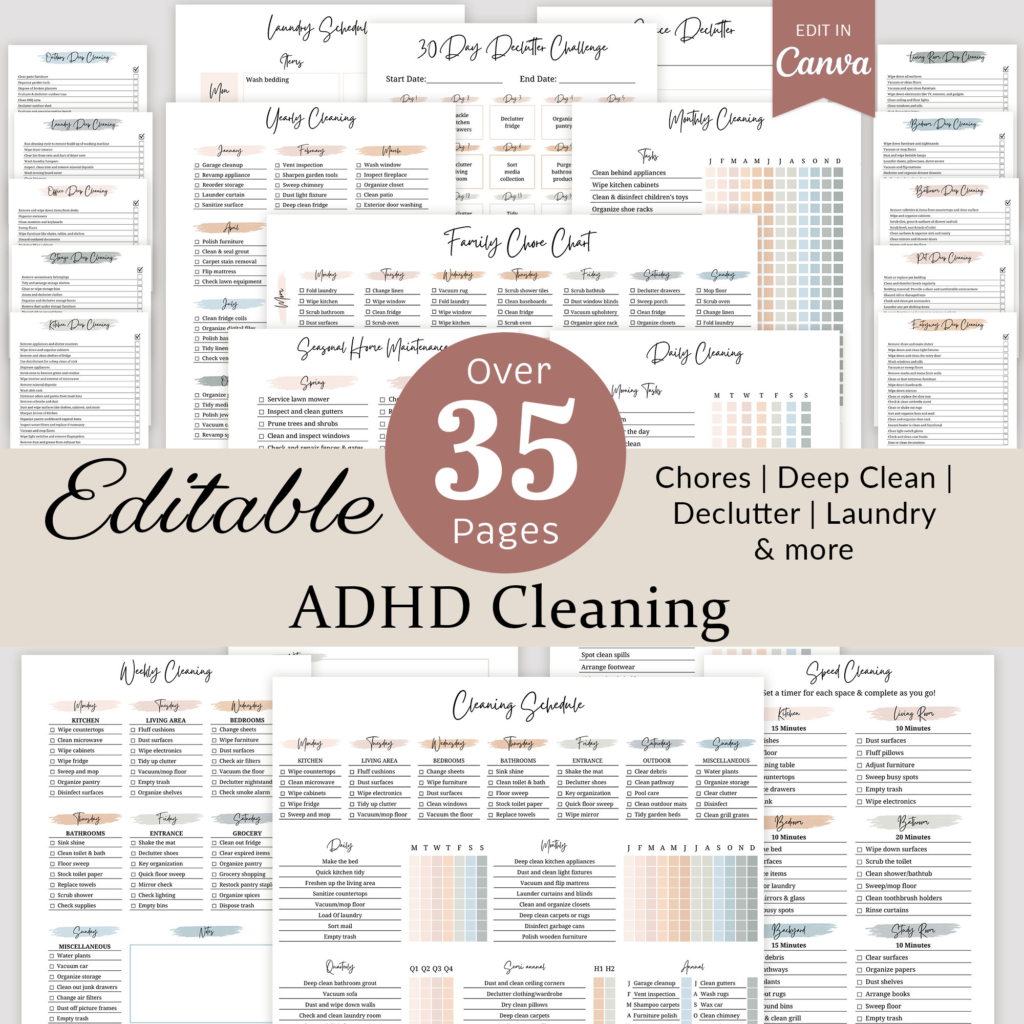 Cleaning Schedule Cleaning Checklist Cleaning Planner Daily Weekly ...