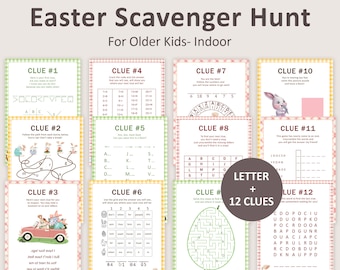 Easter Scavenger Hunt for Older Kids Easter Egg Hunt Clues Teens Easter Bunny Treasure Hunt Indoor Easter Basket Escape Room Game PRINTABLE
