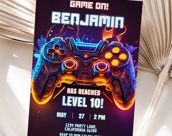 Video Game Birthday Invitation Arcade Birthday Invitation Gamer Birthday Invitation Gaming Party Invitation Instant EDITABLE Digital V01