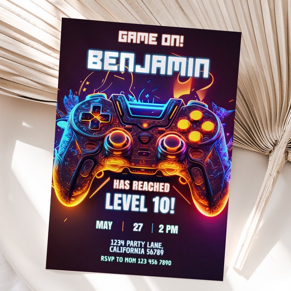 Video Game Birthday Invitation Arcade Birthday Invitation Gamer Birthday Invitation Gaming Party Invitation Instant EDITABLE Digital V01