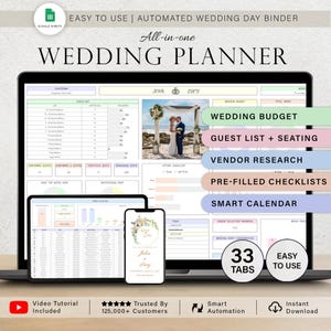 Wedding Planner Spreadsheet Wedding Budget Tracker Wedding Checklist Guest List Seating Plan Wedding Itinerary Gift Vendor Google Sheets