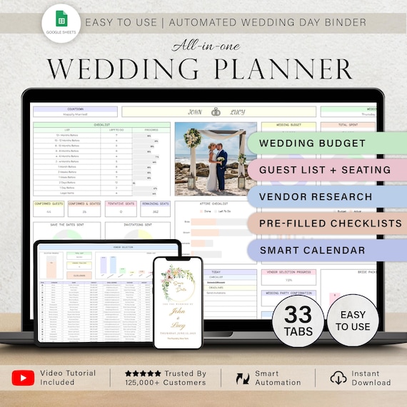 Wedding Planner Spreadsheet Wedding Budget Tracker Wedding Checklist Guest List Seating Plan Wedding Itinerary Gift Vendor Google Sheets
