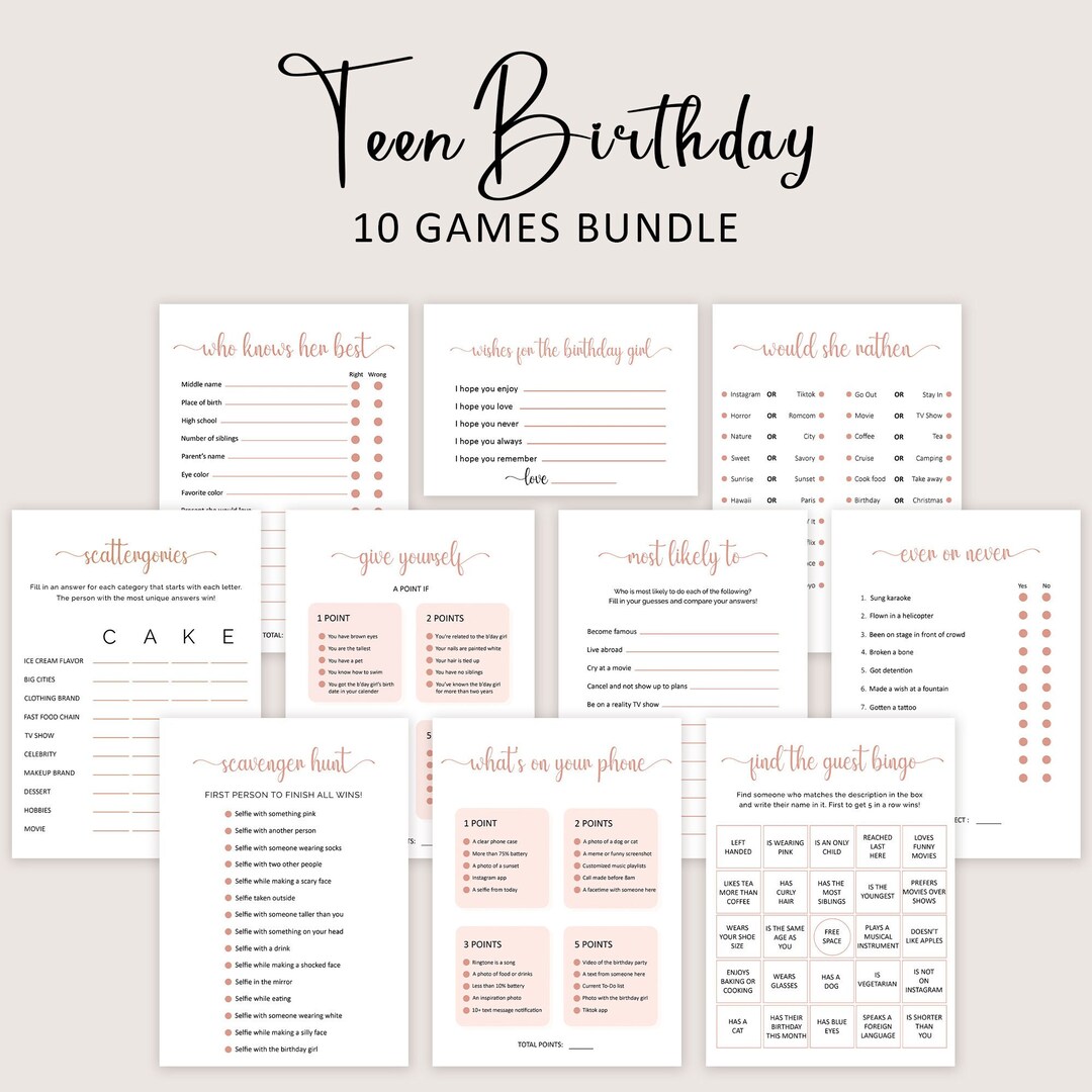 Teen Birthday Games Girl Birthday Party Games for Her Sweet 16 Birthday ...