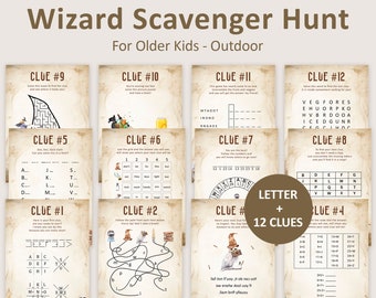 Wizard Scavenger Hunt for Older Kids Witches Birthday Treasure Hunt Outdoor Teens Magical Hunt Clue Escape Room Magic Hunt Puzzle PRINTABLE